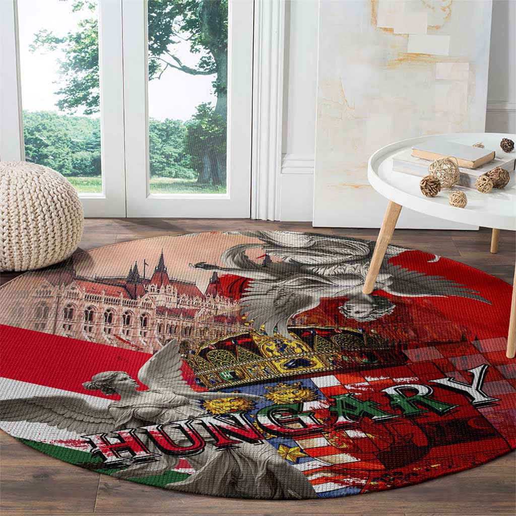 Hungary Round Carpet Crowned with History Guarded by Angels