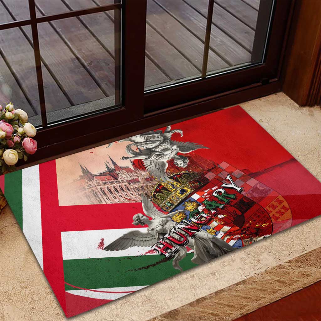 Hungary Rubber Doormat Crowned with History Guarded by Angels