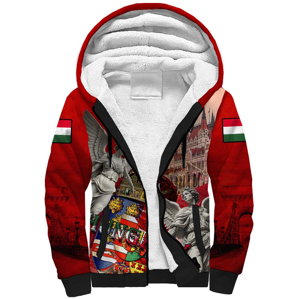 Hungary Sherpa Hoodie Crowned with History Guarded by Angels
