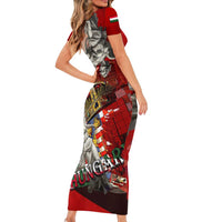 Hungary Short Sleeve Bodycon Dress Crowned with History Guarded by Angels