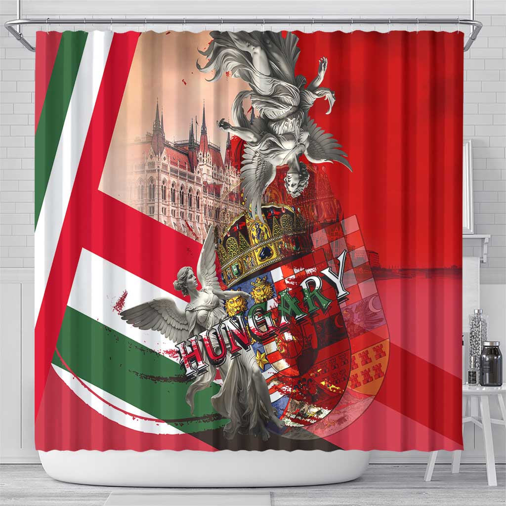 Hungary Shower Curtain Crowned with History Guarded by Angels
