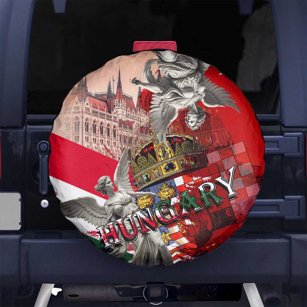 Hungary Spare Tire Cover Crowned with History Guarded by Angels