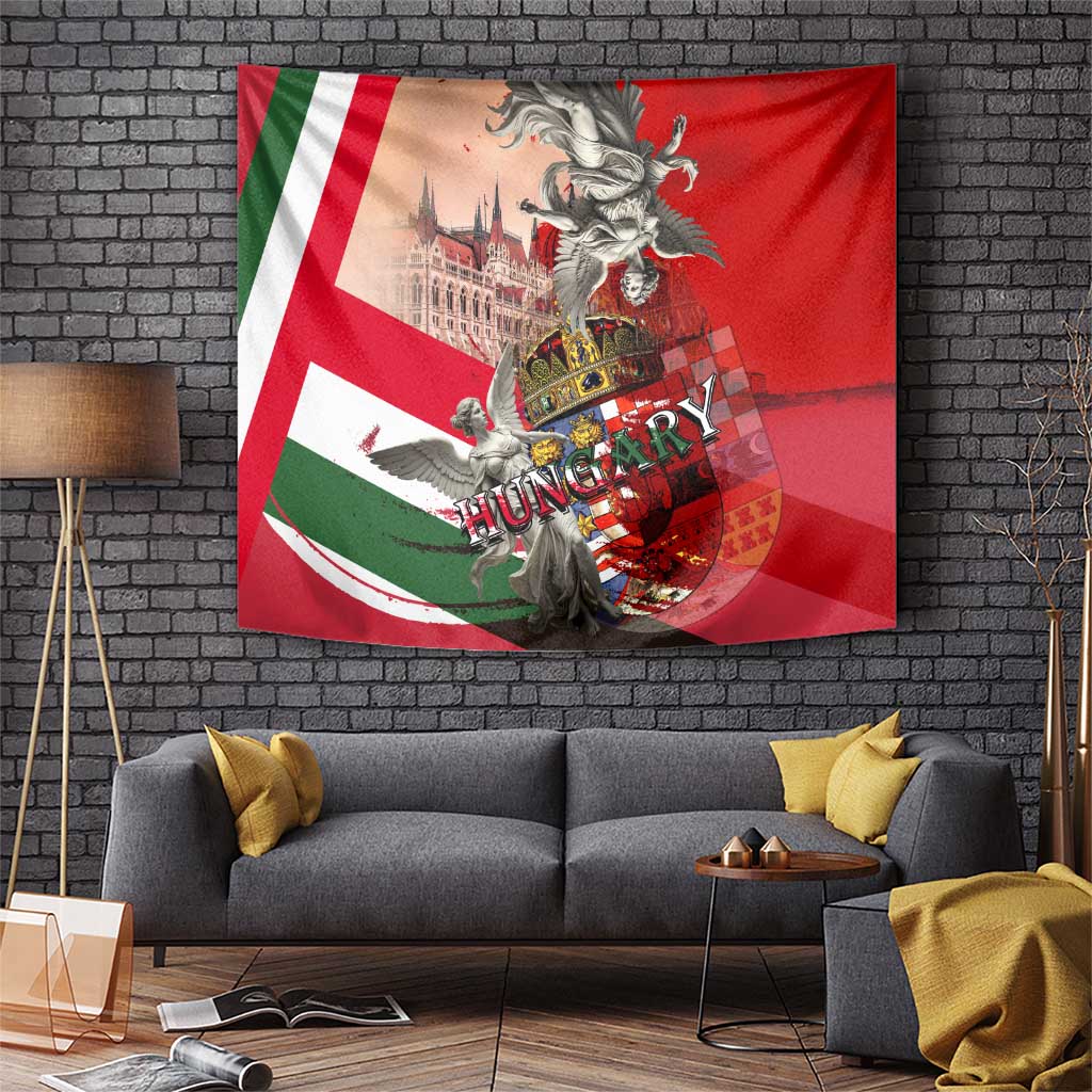 Hungary Tapestry Crowned with History Guarded by Angels