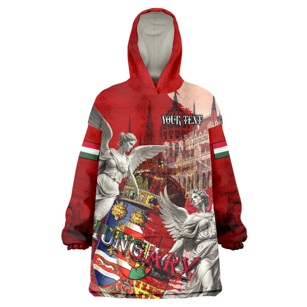 Hungary Wearable Blanket Hoodie Crowned with History Guarded by Angels