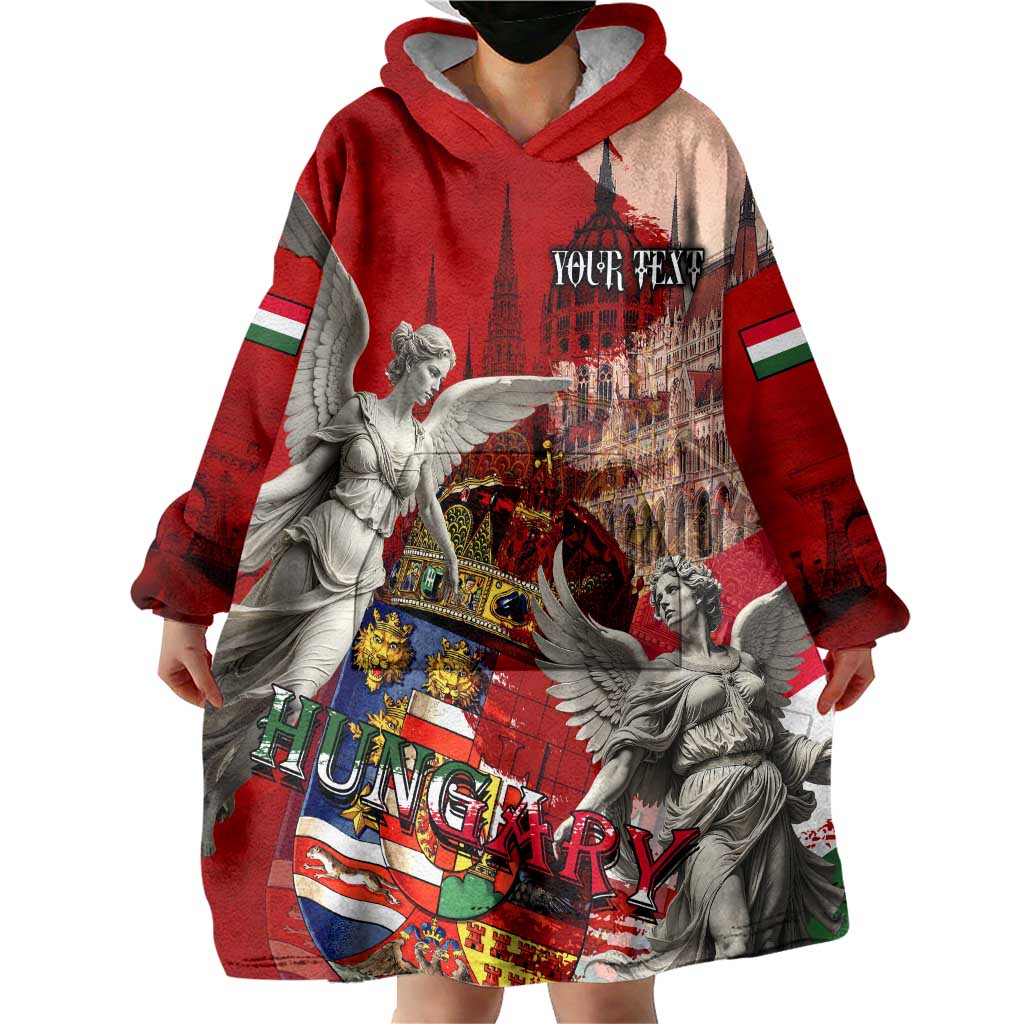 Hungary Wearable Blanket Hoodie Crowned with History Guarded by Angels