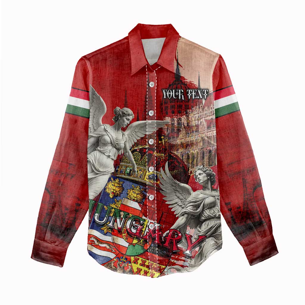 Hungary Women Casual Shirt Crowned with History Guarded by Angels