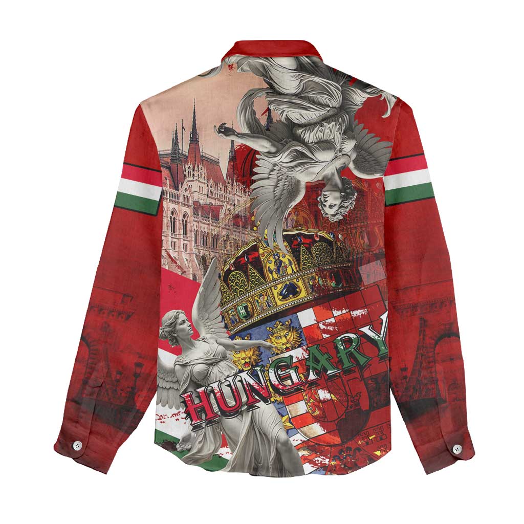 Hungary Women Casual Shirt Crowned with History Guarded by Angels