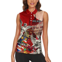 Hungary Women Sleeveless Polo Shirt Crowned with History Guarded by Angels