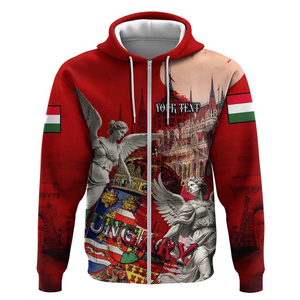 Hungary Zip Hoodie Crowned with History Guarded by Angels