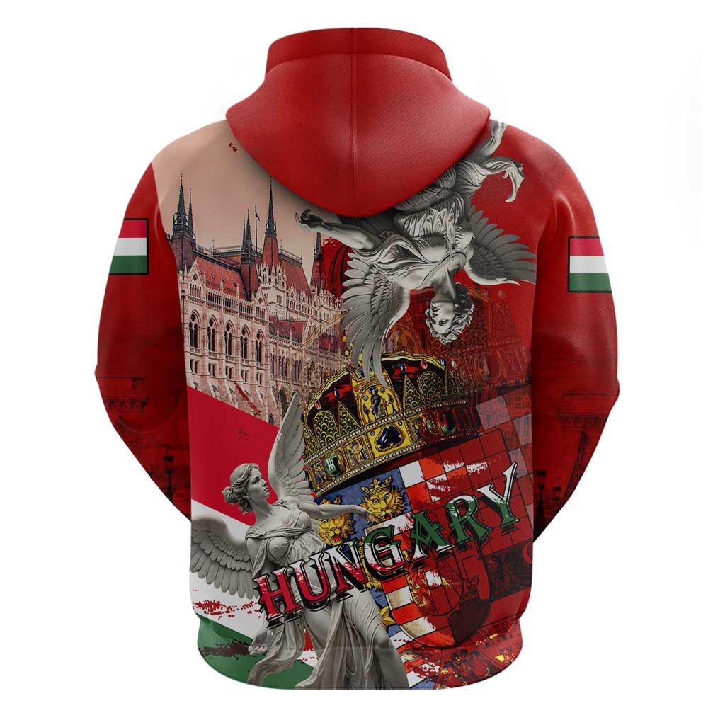 Hungary Zip Hoodie Crowned with History Guarded by Angels