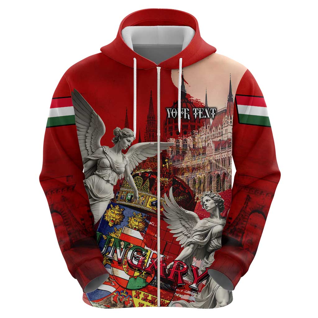 Hungary Zip Hoodie Crowned with History Guarded by Angels