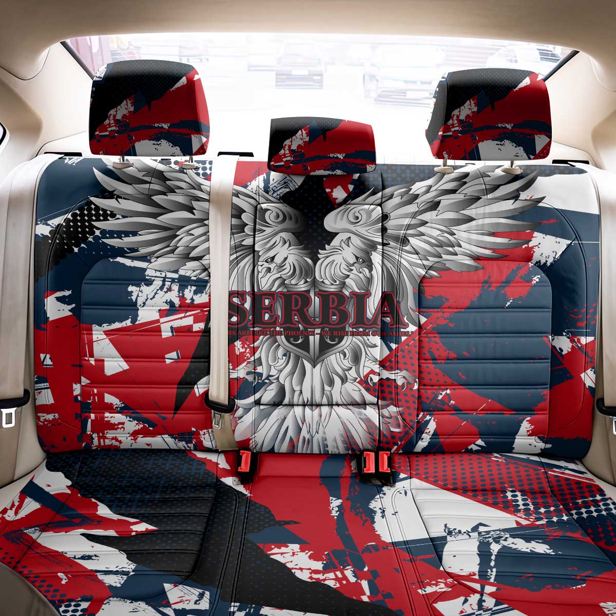 Serbia Back Car Seat Cover Like the Phoenix – Rising from Ashes with Pride and Power