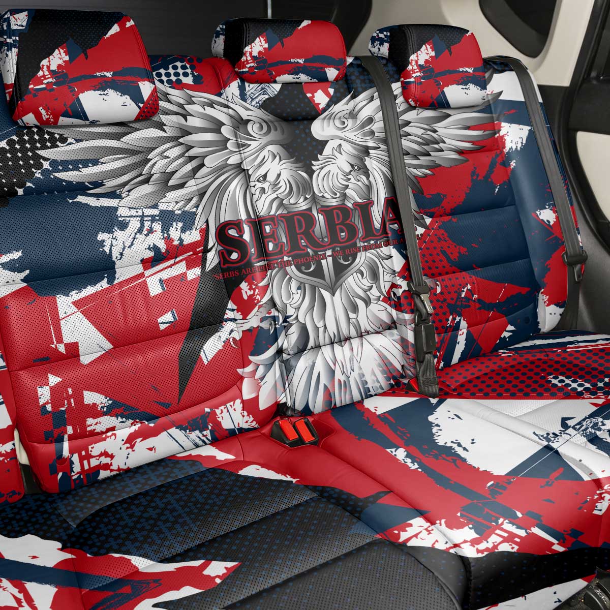 Serbia Back Car Seat Cover Like the Phoenix – Rising from Ashes with Pride and Power
