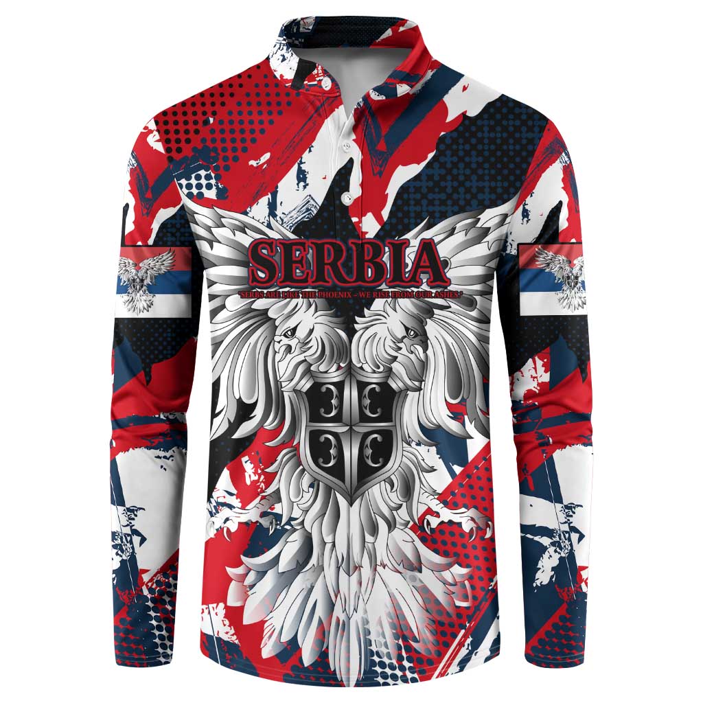 Serbia Button Sweatshirt Like the Phoenix – Rising from Ashes with Pride and Power