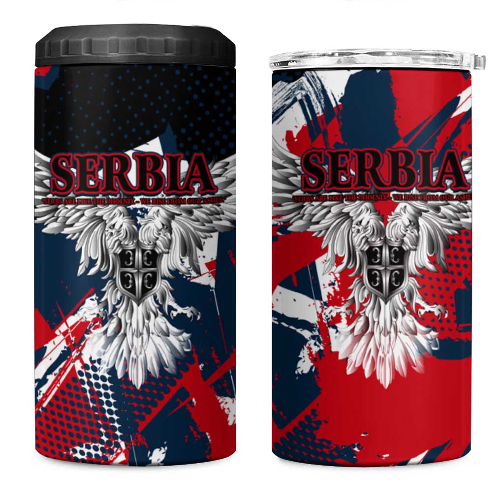 Serbia 4 in 1 Can Cooler Tumbler Like the Phoenix – Rising from Ashes with Pride and Power