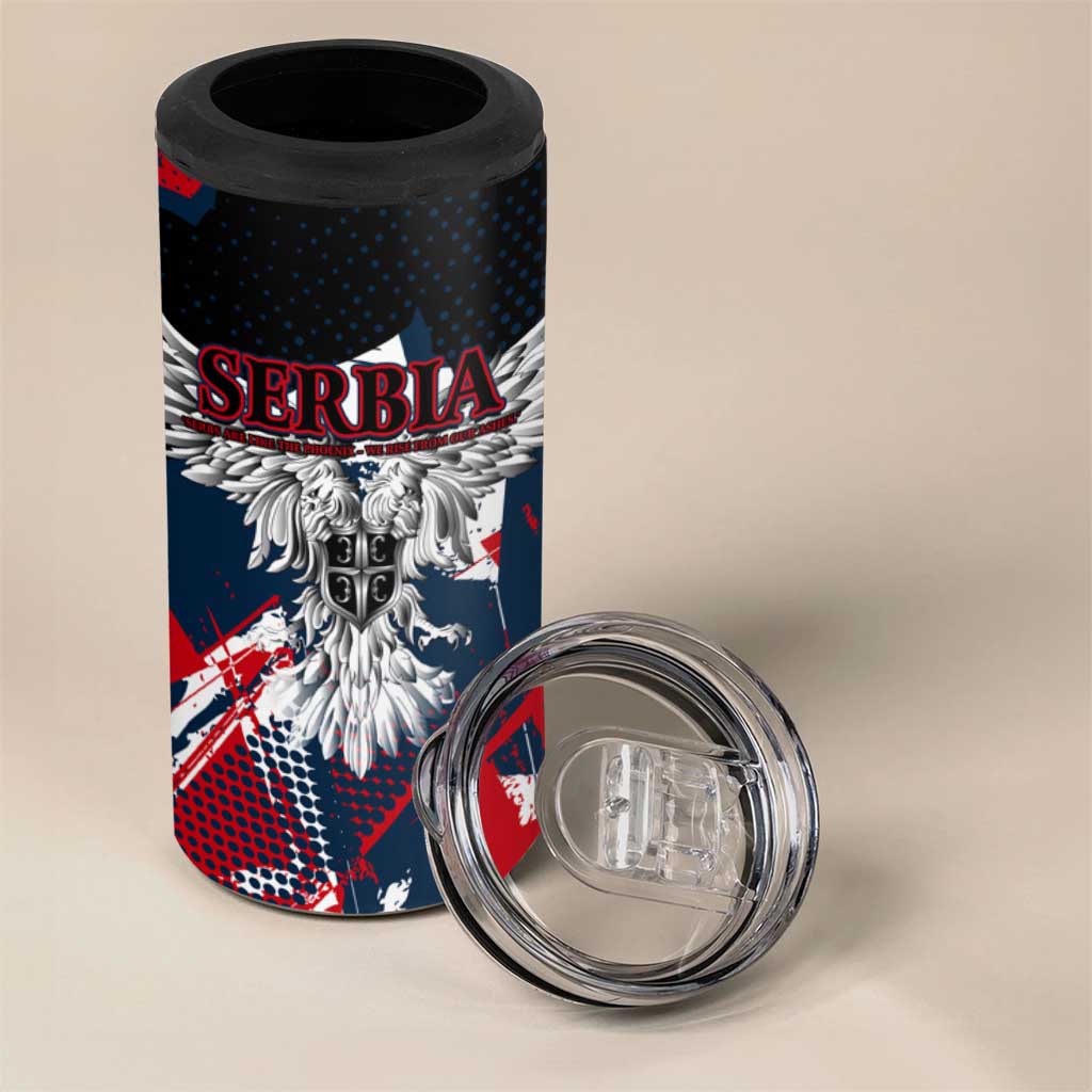 Serbia 4 in 1 Can Cooler Tumbler Like the Phoenix – Rising from Ashes with Pride and Power