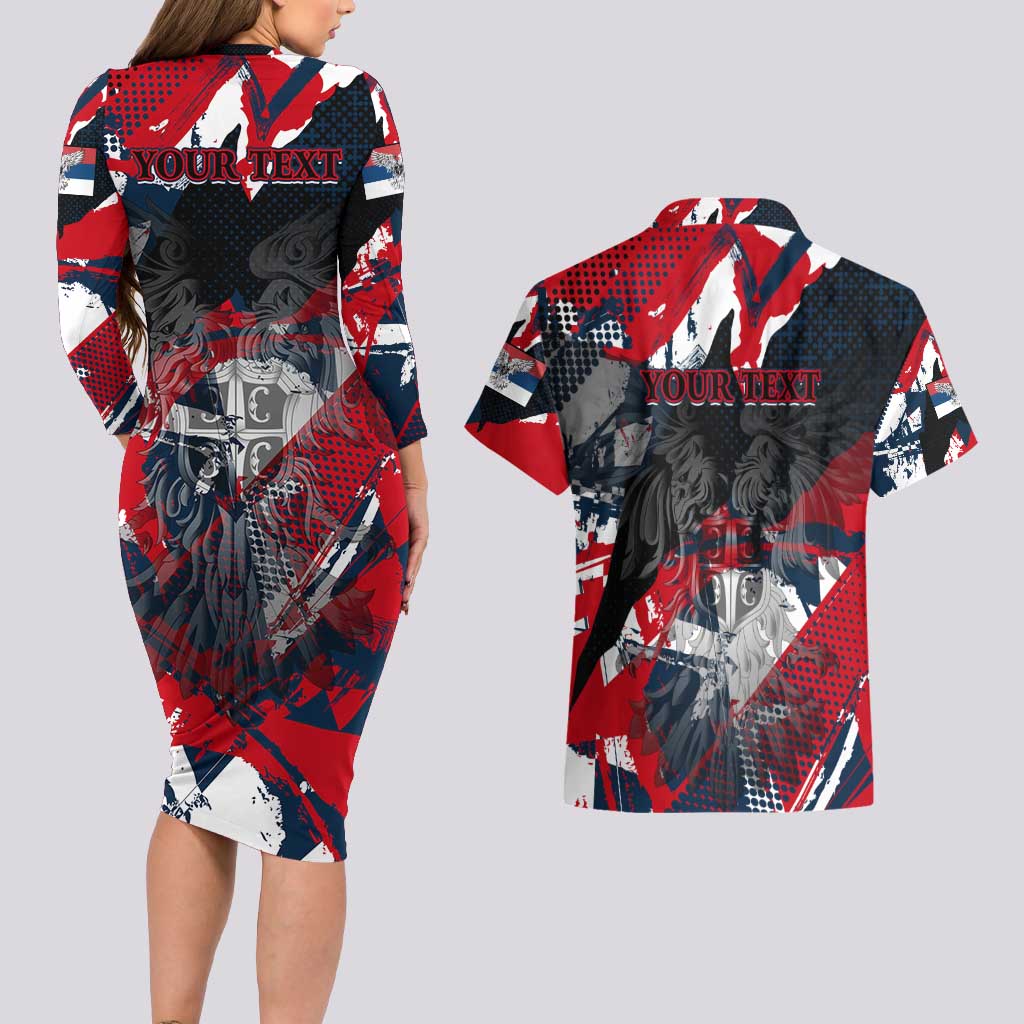 Serbia Couples Matching Long Sleeve Bodycon Dress and Hawaiian Shirt Like the Phoenix – Rising from Ashes with Pride and Power