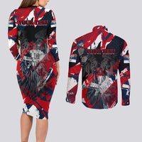 Serbia Couples Matching Long Sleeve Bodycon Dress and Long Sleeve Button Shirt Like the Phoenix – Rising from Ashes with Pride and Power
