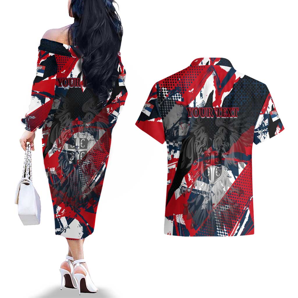 Serbia Couples Matching Off The Shoulder Long Sleeve Dress and Hawaiian Shirt Like the Phoenix – Rising from Ashes with Pride and Power