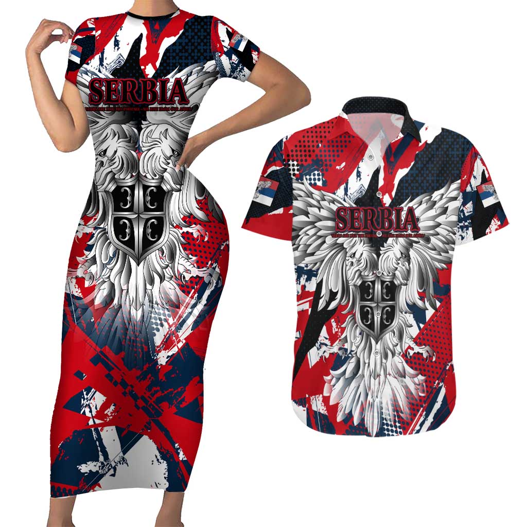 Serbia Couples Matching Short Sleeve Bodycon Dress and Hawaiian Shirt Like the Phoenix – Rising from Ashes with Pride and Power