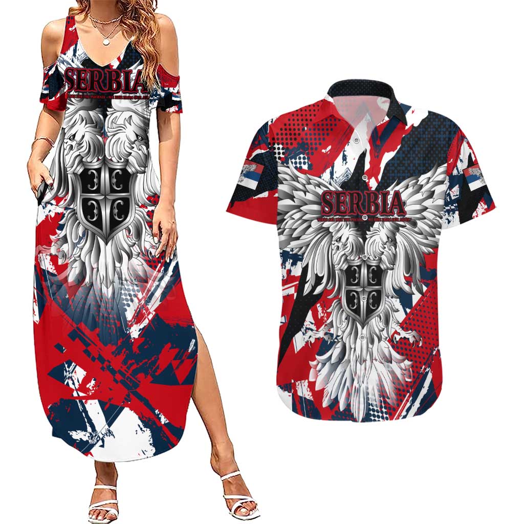 Serbia Couples Matching Summer Maxi Dress and Hawaiian Shirt Like the Phoenix – Rising from Ashes with Pride and Power