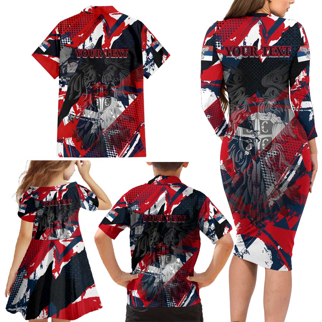 Serbia Family Matching Long Sleeve Bodycon Dress and Hawaiian Shirt Like the Phoenix – Rising from Ashes with Pride and Power