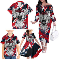 Serbia Family Matching Off The Shoulder Long Sleeve Dress and Hawaiian Shirt Like the Phoenix – Rising from Ashes with Pride and Power