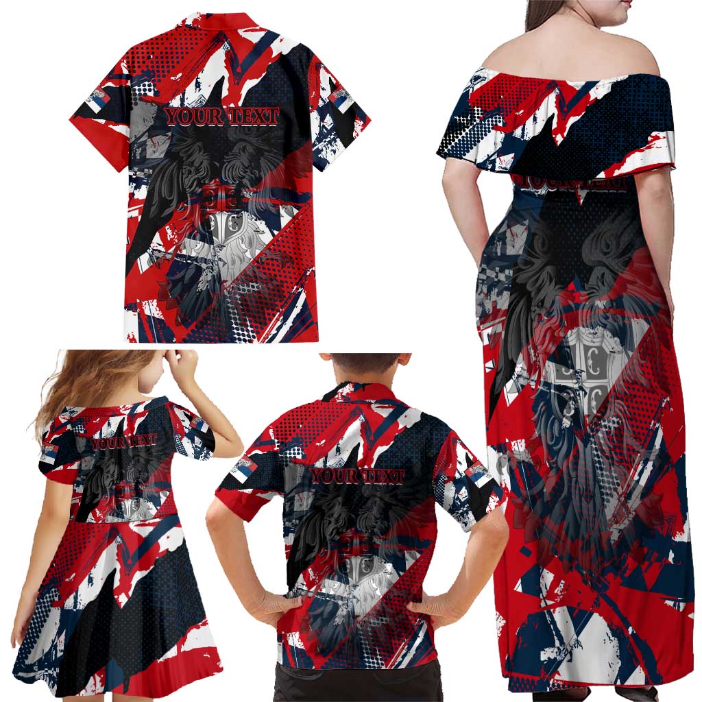 Serbia Family Matching Off Shoulder Maxi Dress and Hawaiian Shirt Like the Phoenix – Rising from Ashes with Pride and Power