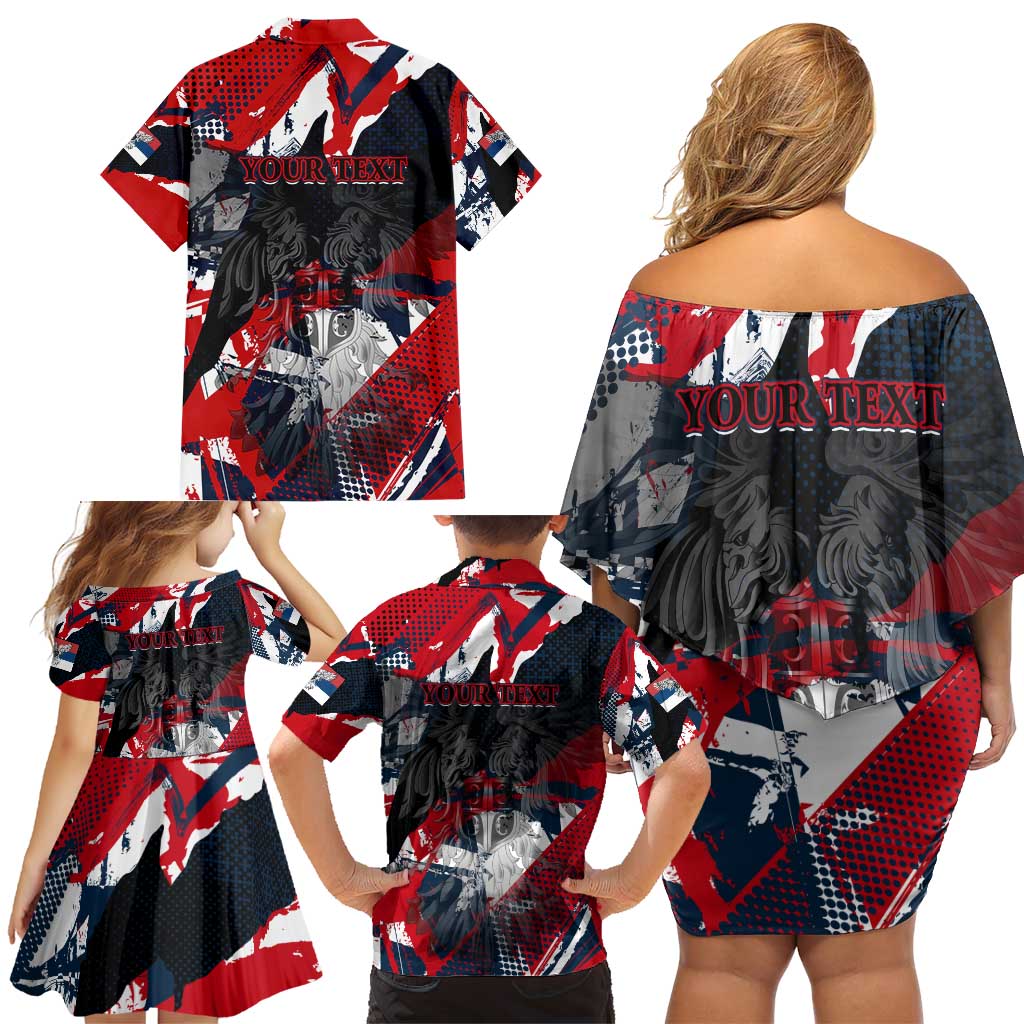 Serbia Family Matching Off Shoulder Short Dress and Hawaiian Shirt Like the Phoenix – Rising from Ashes with Pride and Power