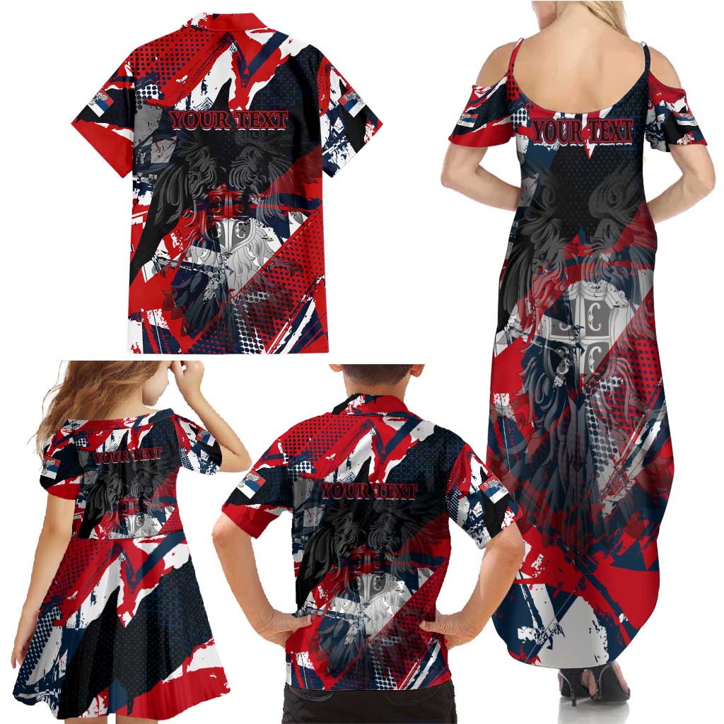 Serbia Family Matching Summer Maxi Dress and Hawaiian Shirt Like the Phoenix – Rising from Ashes with Pride and Power