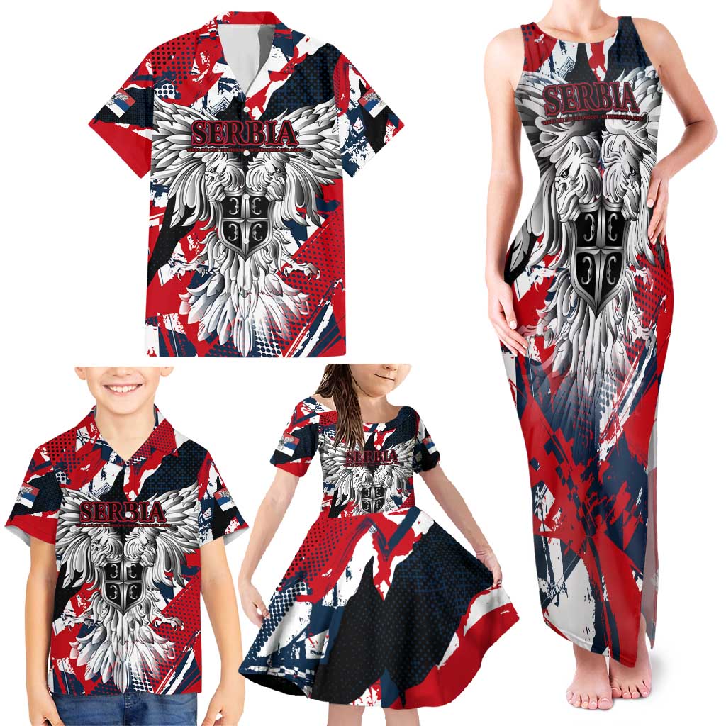 Serbia Family Matching Tank Maxi Dress and Hawaiian Shirt Like the Phoenix – Rising from Ashes with Pride and Power