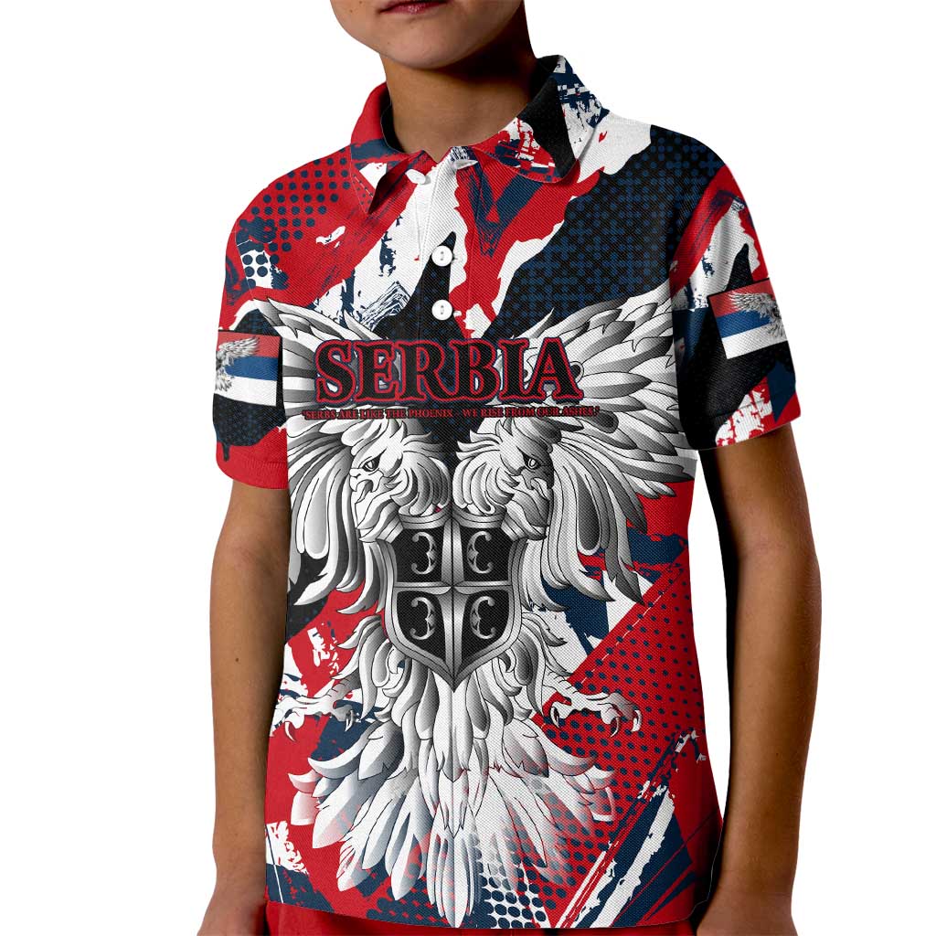 Serbia Kid Polo Shirt Like the Phoenix – Rising from Ashes with Pride and Power