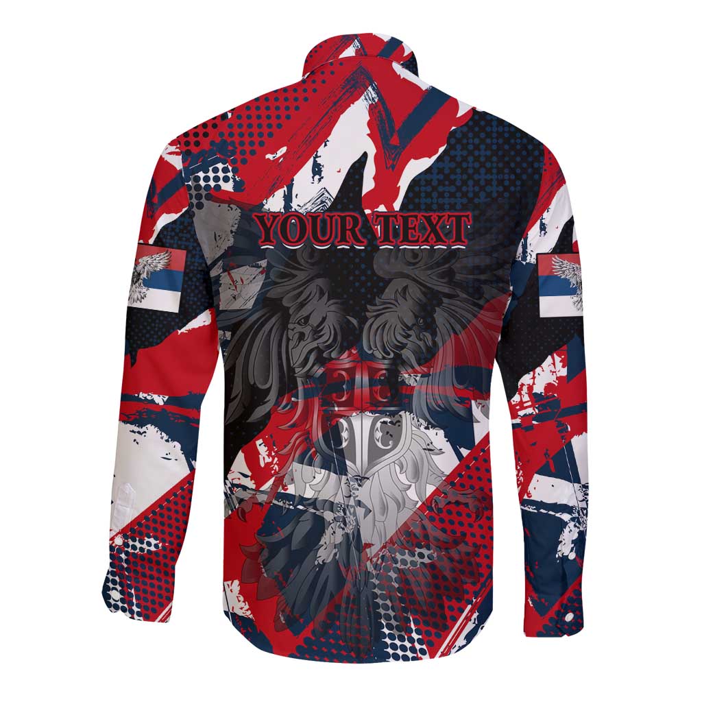 Serbia Long Sleeve Button Shirt Like the Phoenix – Rising from Ashes with Pride and Power