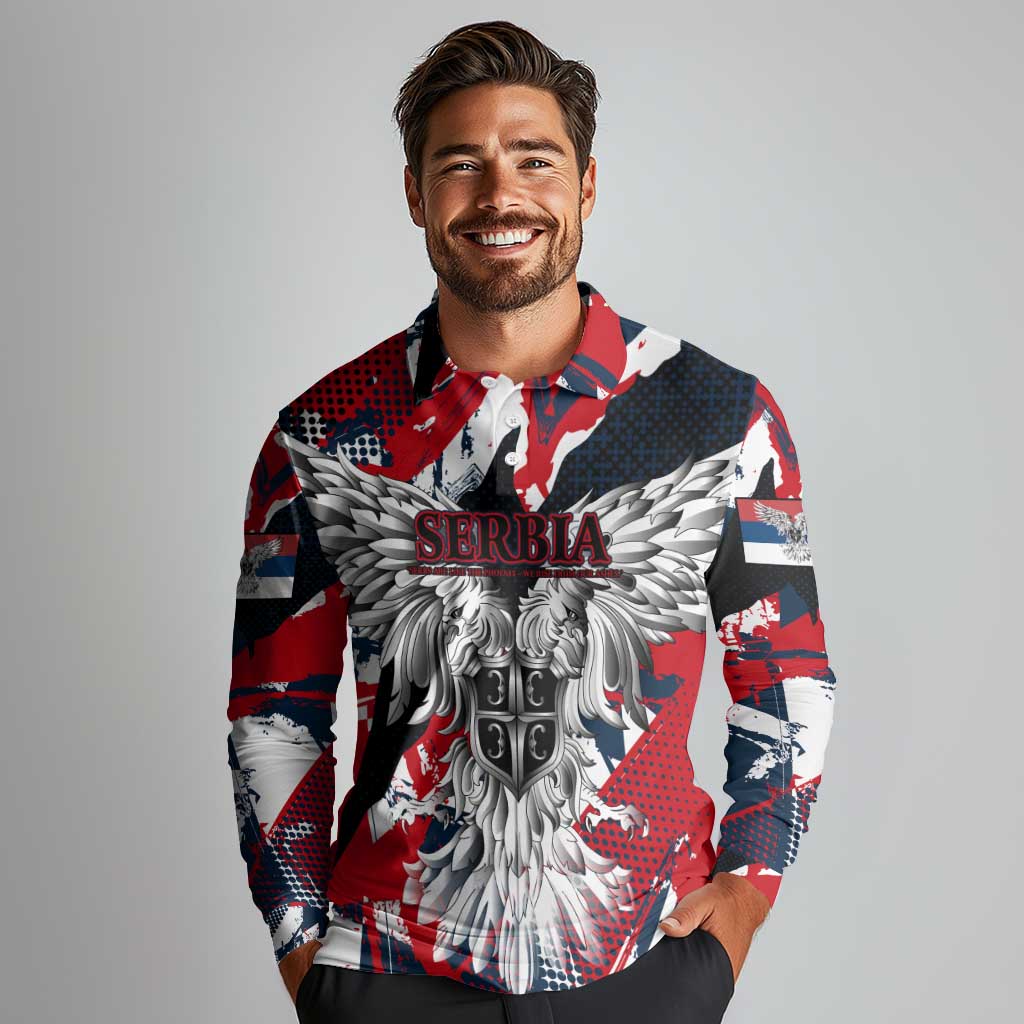 Serbia Long Sleeve Polo Shirt Like the Phoenix – Rising from Ashes with Pride and Power