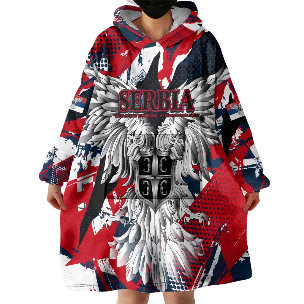 Serbia Wearable Blanket Hoodie Like the Phoenix – Rising from Ashes with Pride and Power