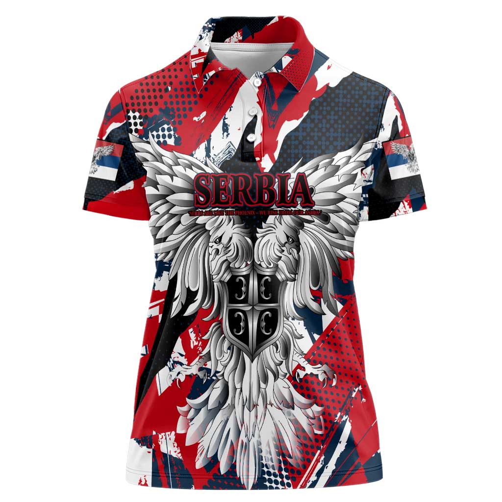 Serbia Women Polo Shirt Like the Phoenix – Rising from Ashes with Pride and Power