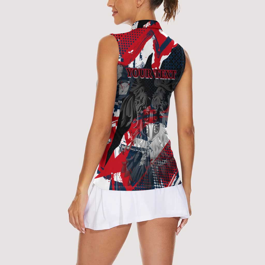 Serbia Women Sleeveless Polo Shirt Like the Phoenix – Rising from Ashes with Pride and Power