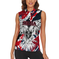 Serbia Women Sleeveless Polo Shirt Like the Phoenix – Rising from Ashes with Pride and Power