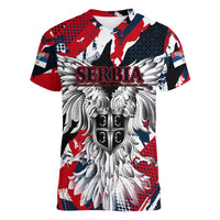 Serbia Women V-Neck T-Shirt Like the Phoenix – Rising from Ashes with Pride and Power
