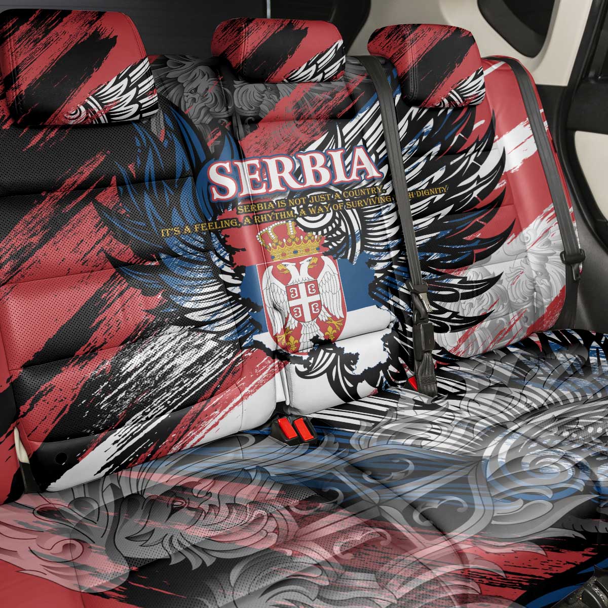 Serbia Back Car Seat Cover Wings of the Nation Crown of Heritage