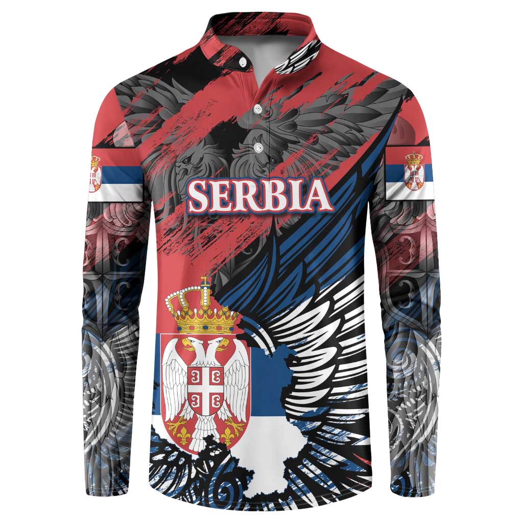 Serbia Button Sweatshirt Wings of the Nation Crown of Heritage