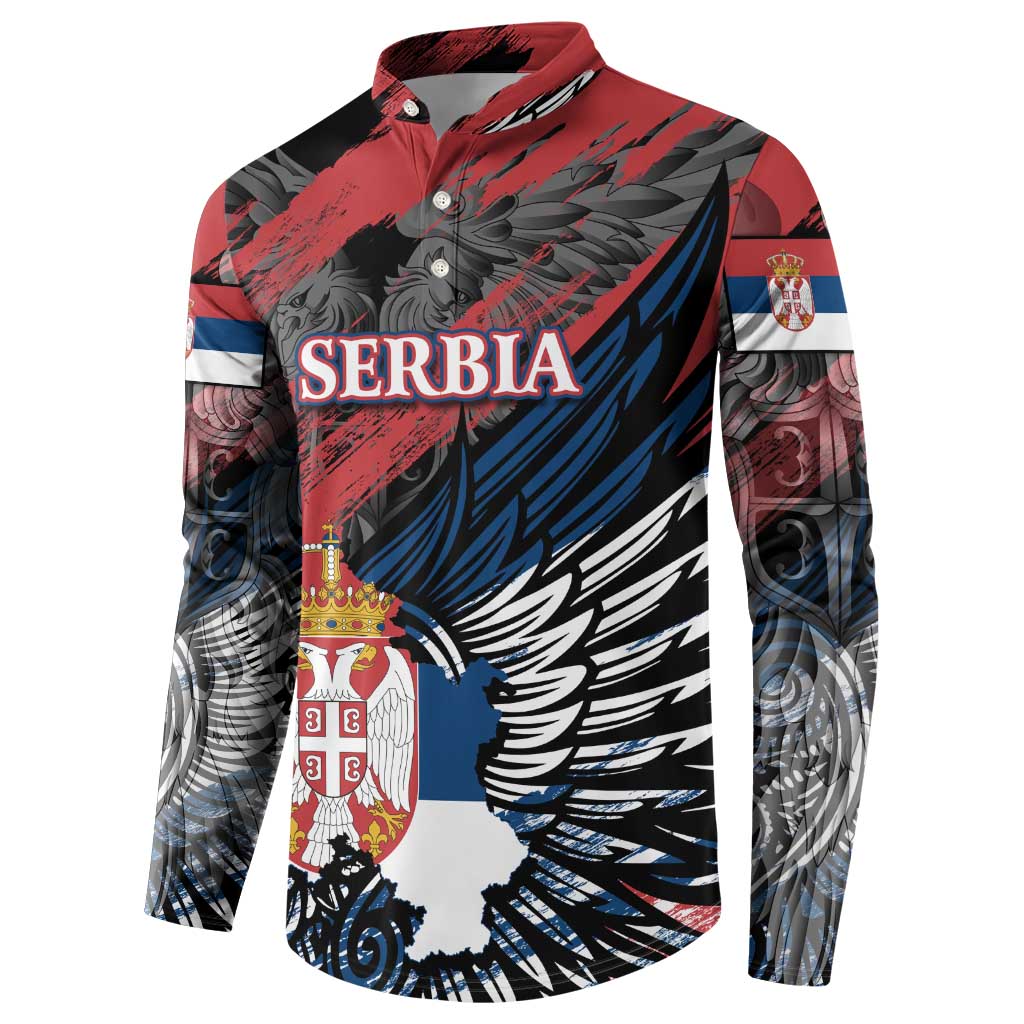 Serbia Button Sweatshirt Wings of the Nation Crown of Heritage