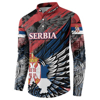 Serbia Button Sweatshirt Wings of the Nation Crown of Heritage