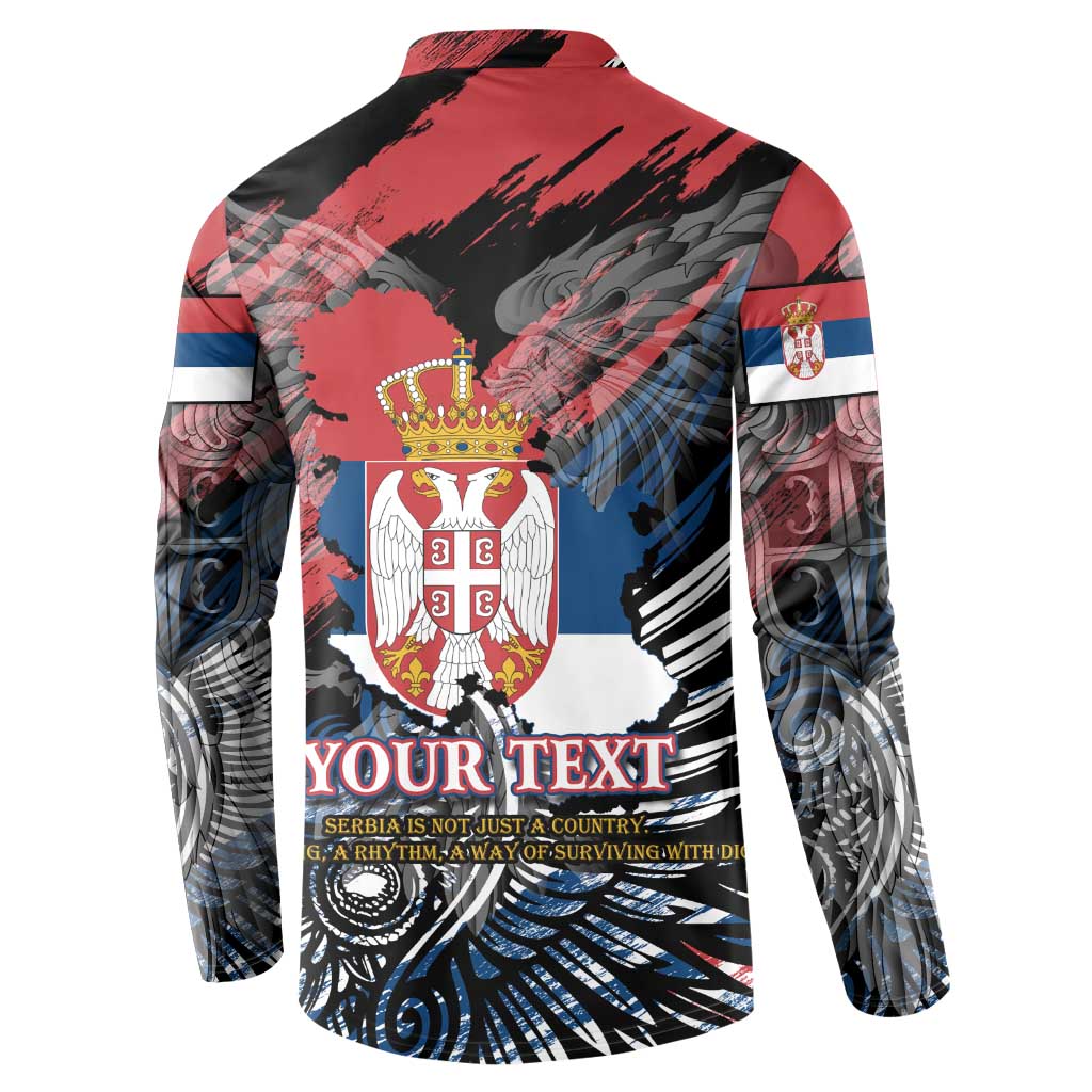 Serbia Button Sweatshirt Wings of the Nation Crown of Heritage