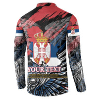 Serbia Button Sweatshirt Wings of the Nation Crown of Heritage