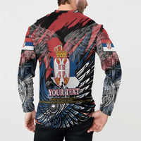 Serbia Button Sweatshirt Wings of the Nation Crown of Heritage