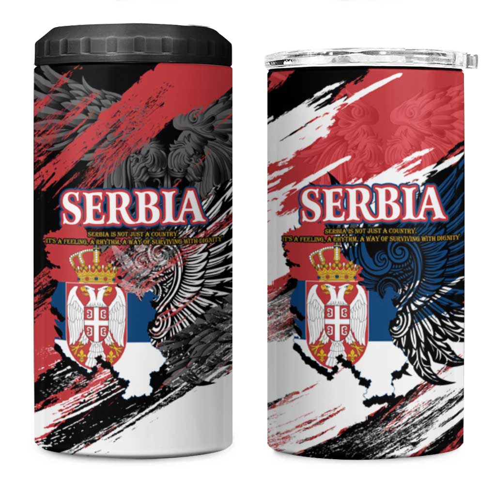 Serbia 4 in 1 Can Cooler Tumbler Wings of the Nation Crown of Heritage