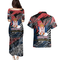 Serbia Couples Matching Puletasi and Hawaiian Shirt Wings of the Nation Crown of Heritage