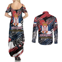 Serbia Couples Matching Summer Maxi Dress and Long Sleeve Button Shirt Wings of the Nation Crown of Heritage