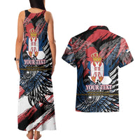 Serbia Couples Matching Tank Maxi Dress and Hawaiian Shirt Wings of the Nation Crown of Heritage